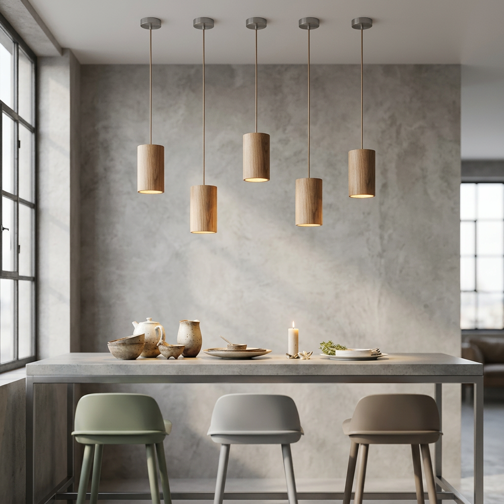 Lámpara Colgante de Cono de Madera Minimalista
