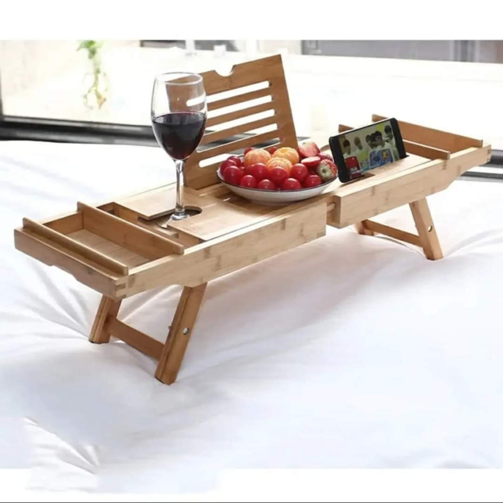Bandeja Expandible de Bambú para Bañera/ Caddy con Soportes