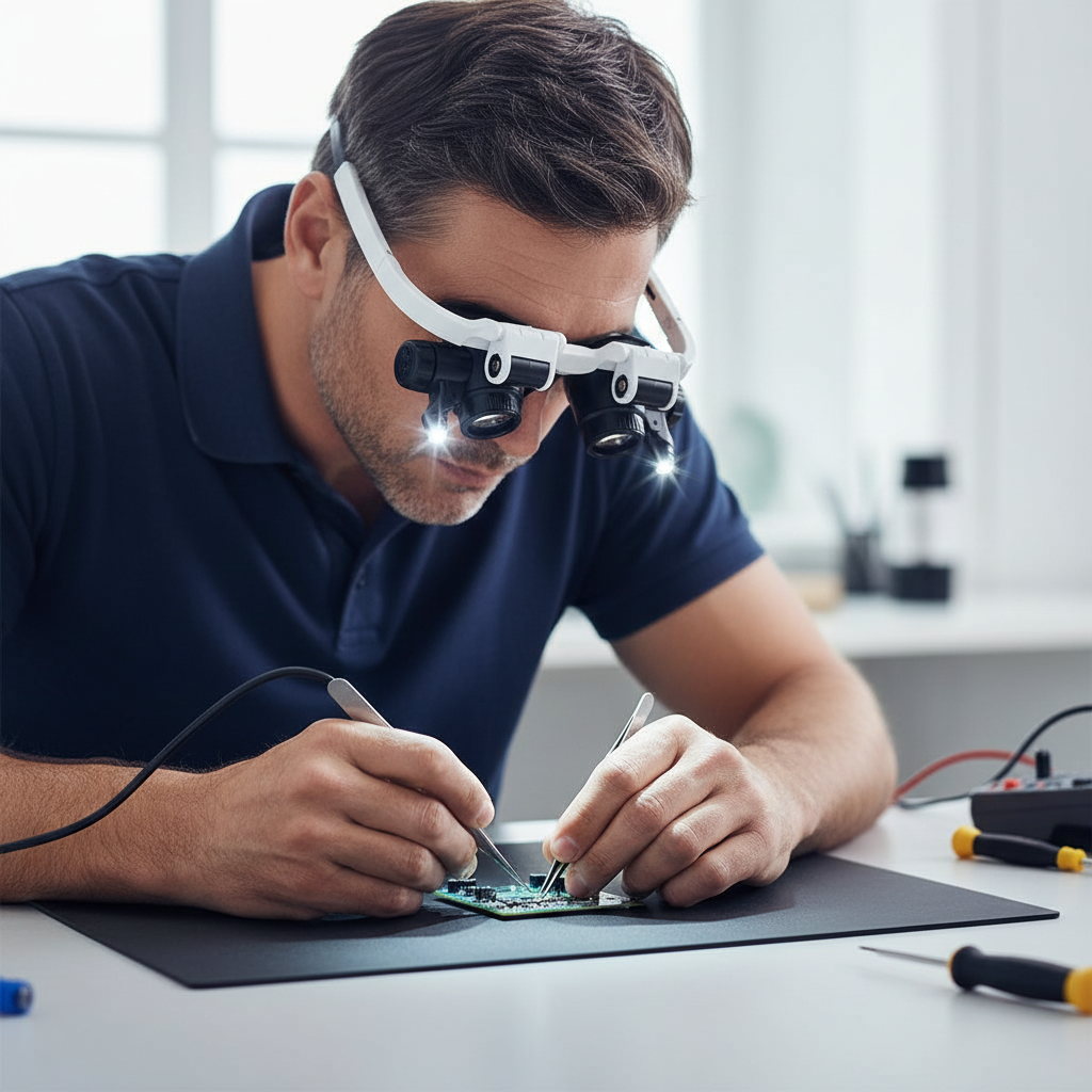 Lentes de aumento con lámparas LED para ojos dobles