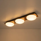 Montaje Semi Flush Redondo de Madera de Grano con 3 Luces LED y Pantalla