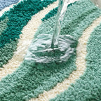 Alfombra de Baño con Patrón de Olas Esponjosa