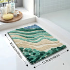 Alfombra de Baño con Patrón de Olas Esponjosa