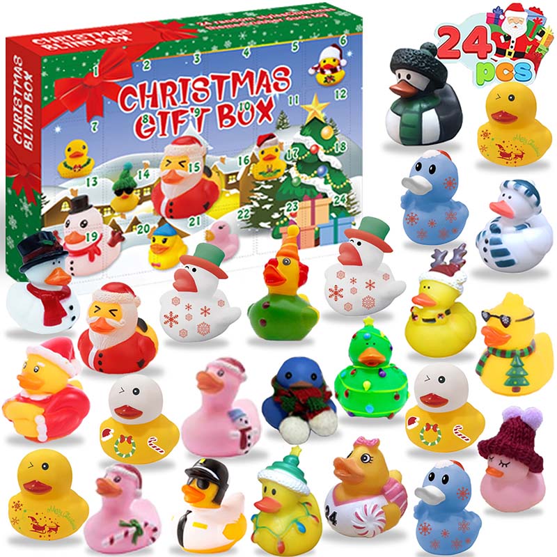 24 Pcs Calendario de Adviento de Patitos de Goma de Navidad