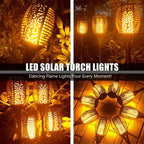 Antorcha solar LED – Llama realista sin fuego