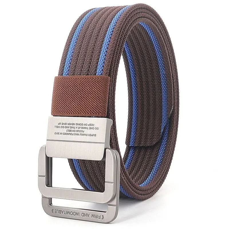 Cinturón de Lona Unisex – Hebilla de Doble Anillo Metálico, Ajustable