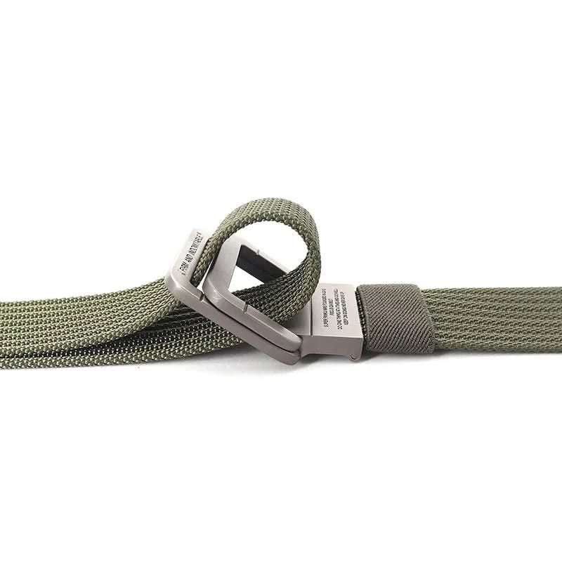 Cinturón de Lona Unisex – Hebilla de Doble Anillo Metálico, Ajustable