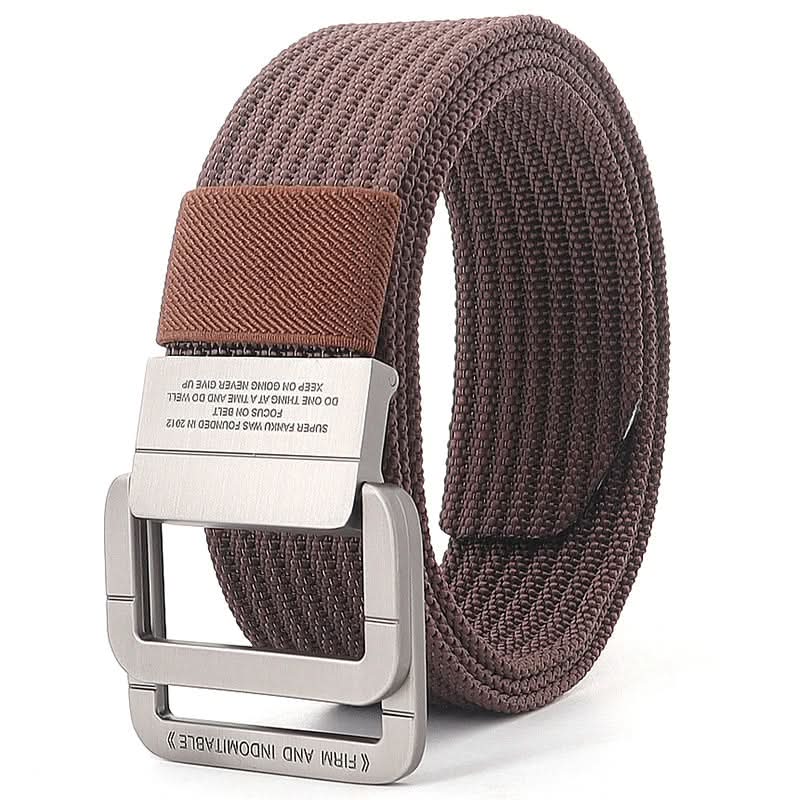 Cinturón de Lona Unisex – Hebilla de Doble Anillo Metálico, Ajustable
