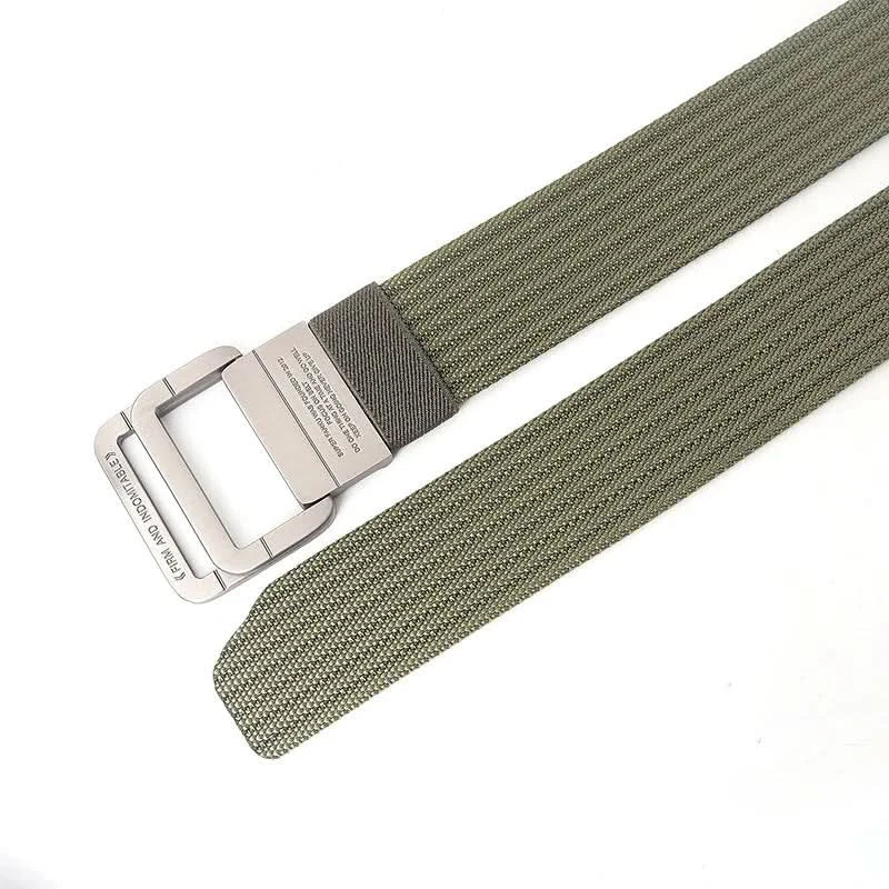 Cinturón de Lona Unisex – Hebilla de Doble Anillo Metálico, Ajustable