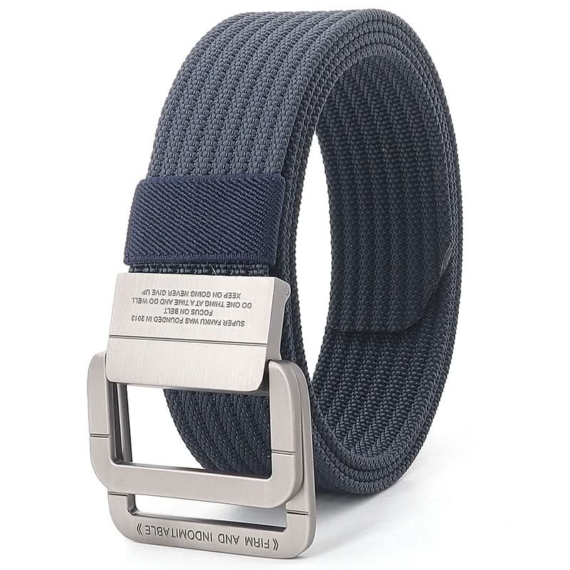Cinturón de Lona Unisex – Hebilla de Doble Anillo Metálico, Ajustable
