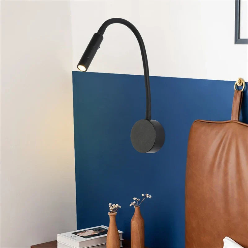 Lámpara de pared LED flexible moderna con interruptor para dormitorio y estudio - 1W/3W