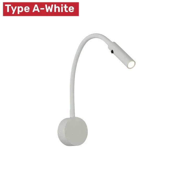 Lámpara de pared LED flexible moderna con interruptor para dormitorio y estudio - 1W/3W