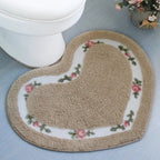 Alfombra de Baño Floral en Forma de Corazón
