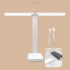 Lámpara de escritorio LED regulable plegable, doble cara, USB/batería
