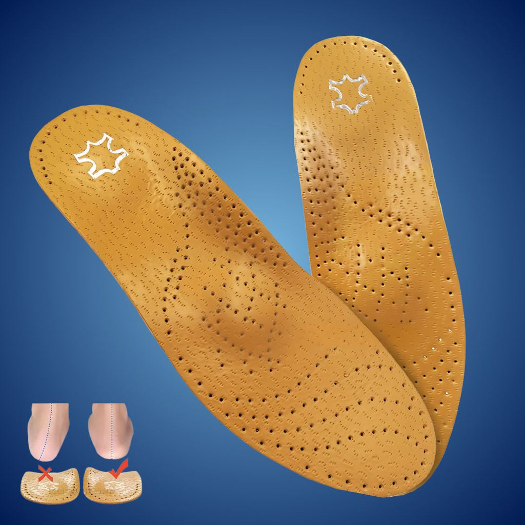 Plantilla de Cuero Ortopédica LeatherGuard | Absorción de Impactos - Soporte para el Arco - Plantilla Cómoda - Alivio del Dolor en los Pies - Control de Humedad