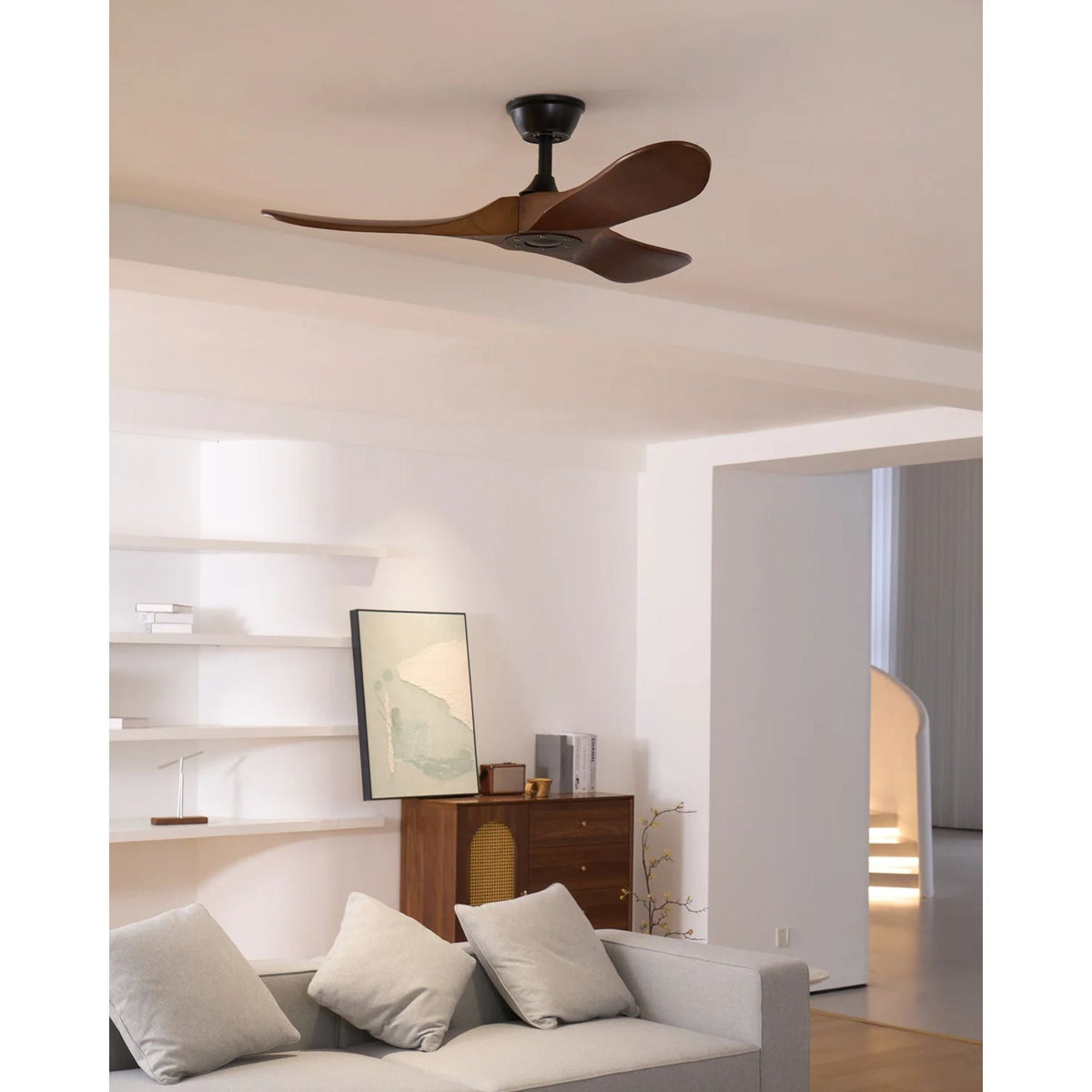 Ventilador de Techo Moderno Leno de Madera de Nogal con Control Remoto