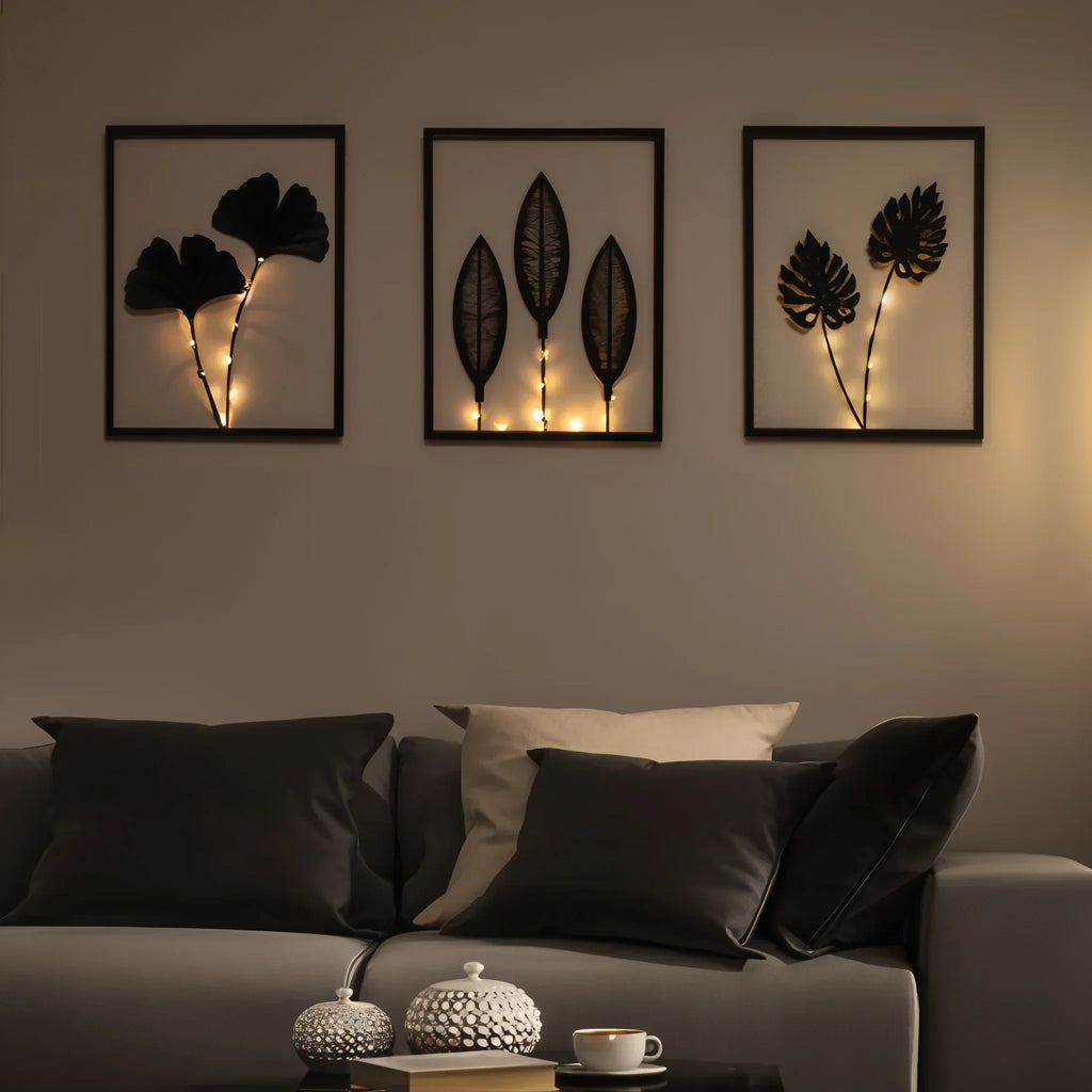 Decoración de Pared LED con Diseño de Hoja Botánica y Luz Cálida