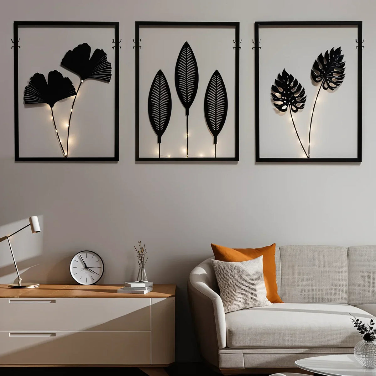 Decoración de Pared LED con Diseño de Hoja Botánica y Luz Cálida