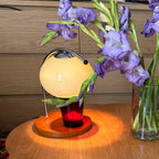 Lámpara calentadora de velas de vidrio y madera