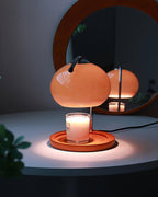 Lámpara calentadora de velas de vidrio y madera