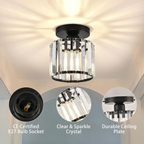 Luz de Techo de Cristal Moderno de Montaje Empotrado Negra para Pasillo