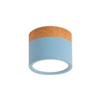 Luz de Techo Cilíndrica Moderna Montada en Superficie de Aluminio y Madera