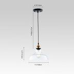 Lámpara Colgante de Cúpula Única de Vidrio Claro Industrial Moderno