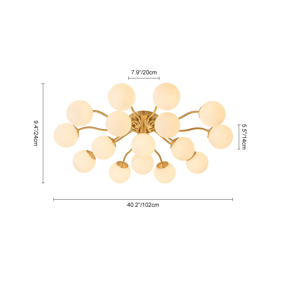 Moderno Semi Flush Mount de Globo de Vidrio Sputnik de Medio Siglo