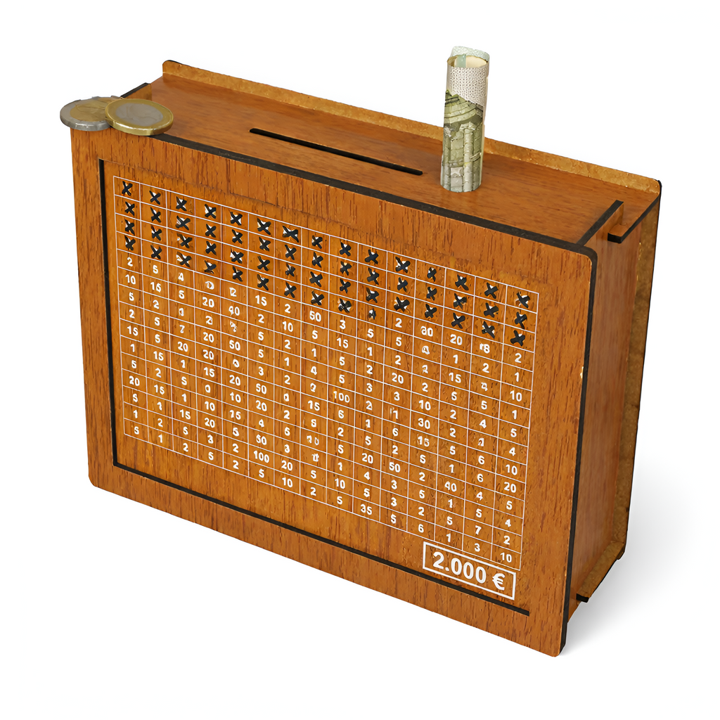 Isolde - Hucha de Madera con Objetivo de Ahorro