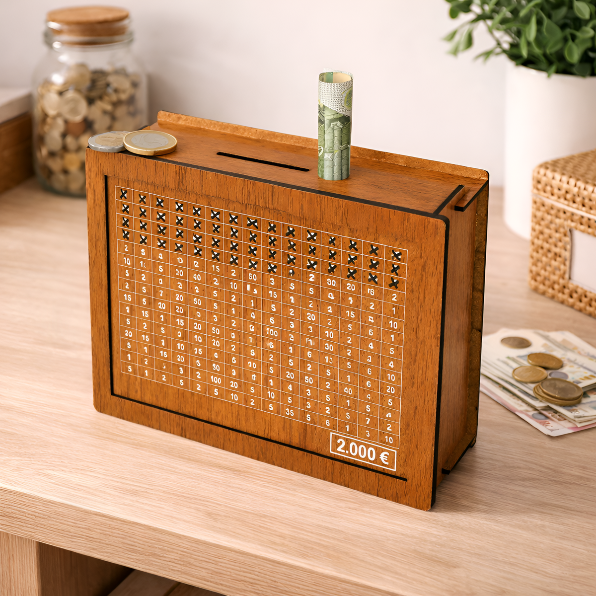 Isolde - Hucha de Madera con Objetivo de Ahorro