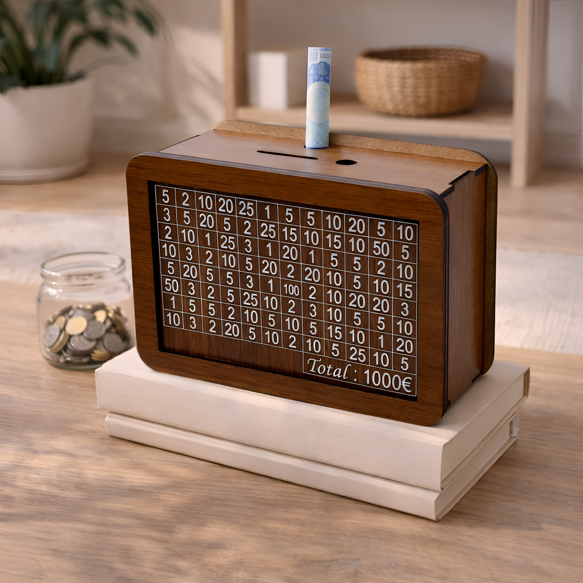 Isolde - Hucha de Madera con Objetivo de Ahorro