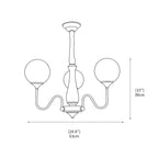Candelabro Con Pantallas De Vidrio Y Estructura De Metal