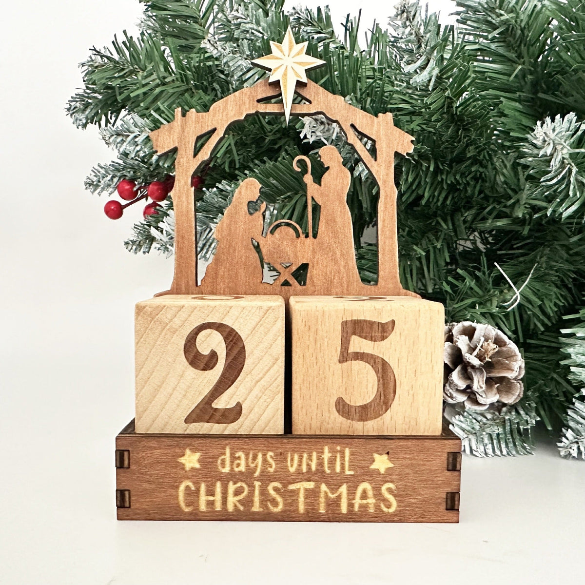 Calendario de Adviento Navideño de Madera DIY Creativo