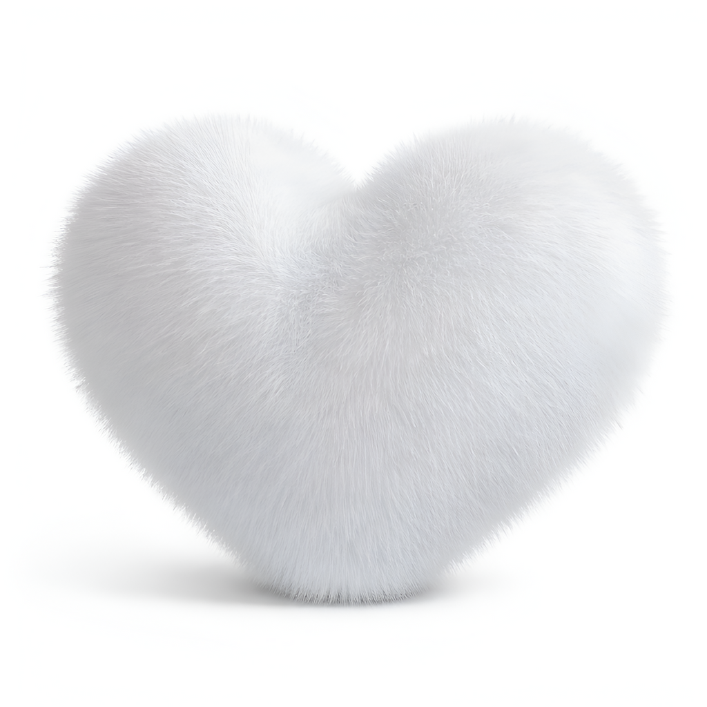 Harold - Cojín de Sofá Corazón de Peluche Imitación Piel de Zorro