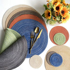 DINEROUND – Set de 4 posavasos y manteles de ramio para cuencos y tazas