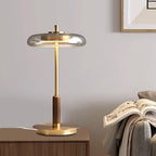 Lumisol | Lámpara de mesa de vidrio y madera
