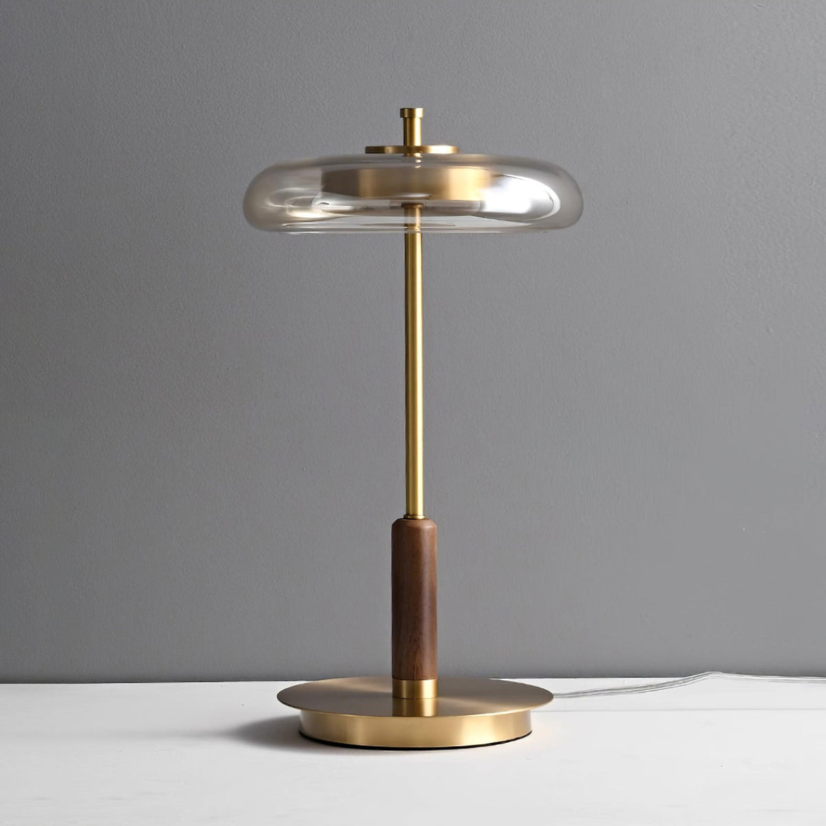 Lumisol | Lámpara de mesa de vidrio y madera