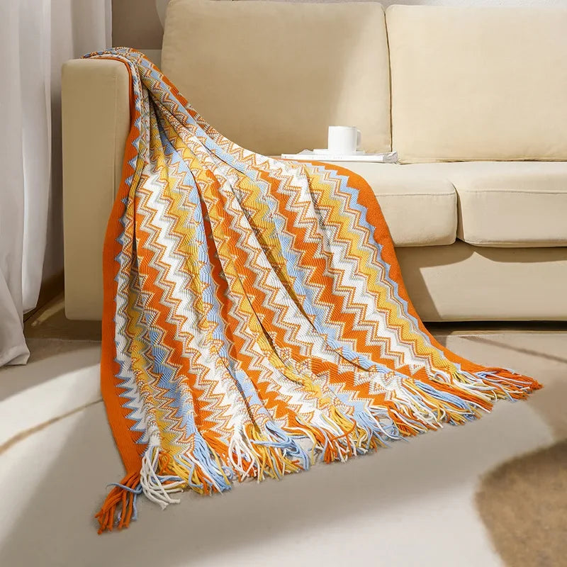 CasaLoom | Manta Boho con Borlas | Óxido | Suave y Ligera