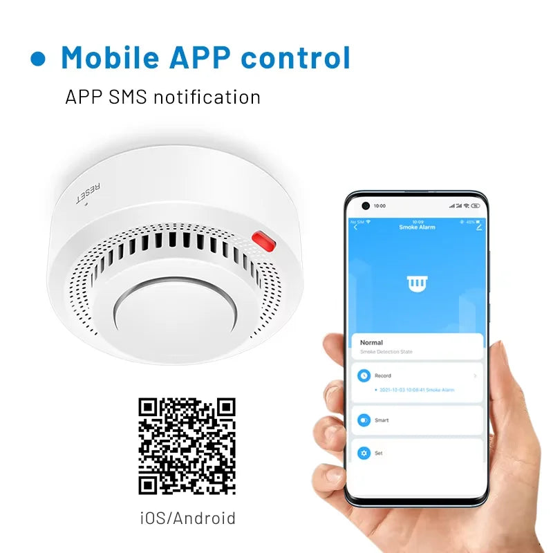 Detector de Humo Inteligente WiFi Alarma de Incendio 85dB – SafeSense