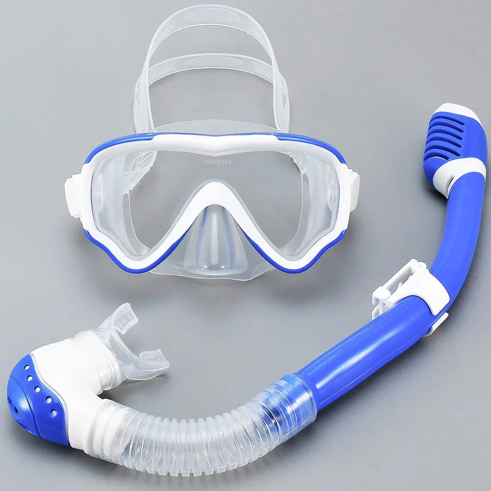 AquaJuni Máscara de Buceo Infantil con Snorkel | Antivaho y a Prueba de Fugas | Vidrio Templado y Silicona | Para Niños y Niñas de 7 a 15 Años