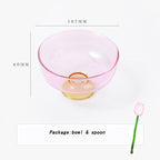 Tazón de postre de borosilicato colorido con cuchara