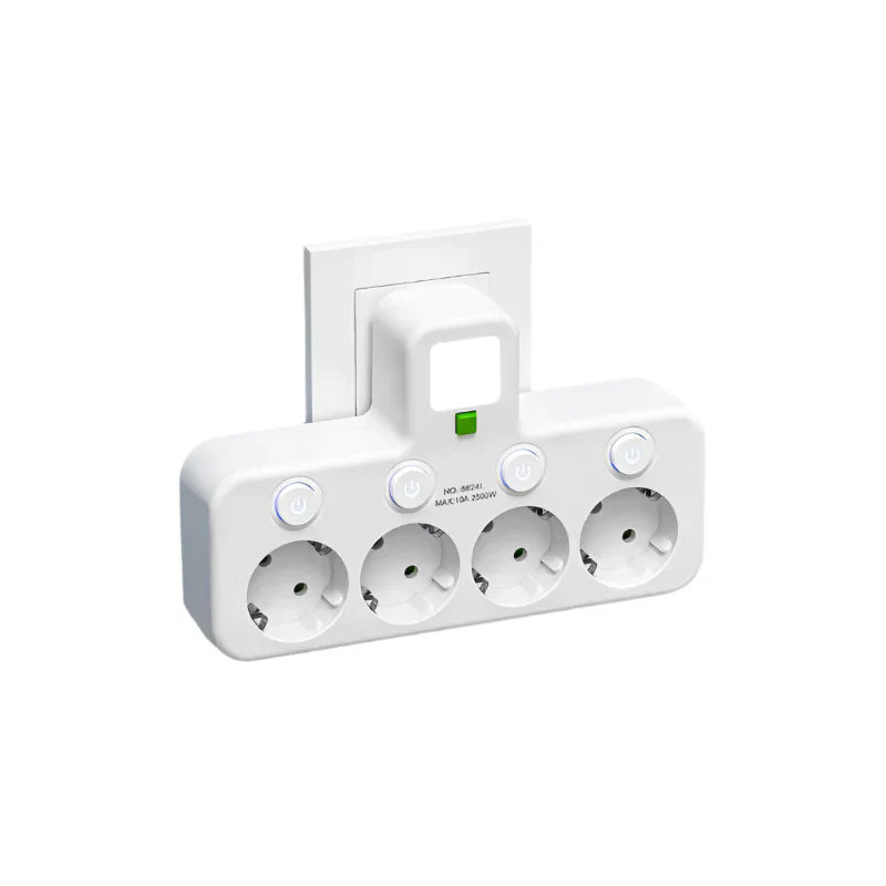 Regleta VOLTRIQ ProLine | 3–4 tomas + 2× USB & 1× Tipo-C | 2500 W | Protección contra sobretensiones & Interruptor de control