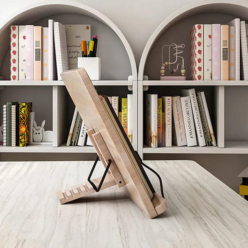READSTYLE – Soporte de lectura de madera ajustable y plegable para ahorrar espacio