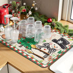 SNOWMATIQ – Alfombrilla de cocina navideña para secado y decoración