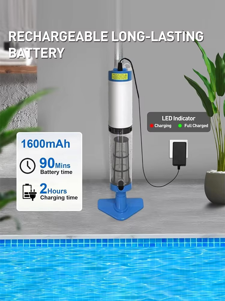 Aspiradora de piscina recargable y sin cable con función de limpieza 3 en 1