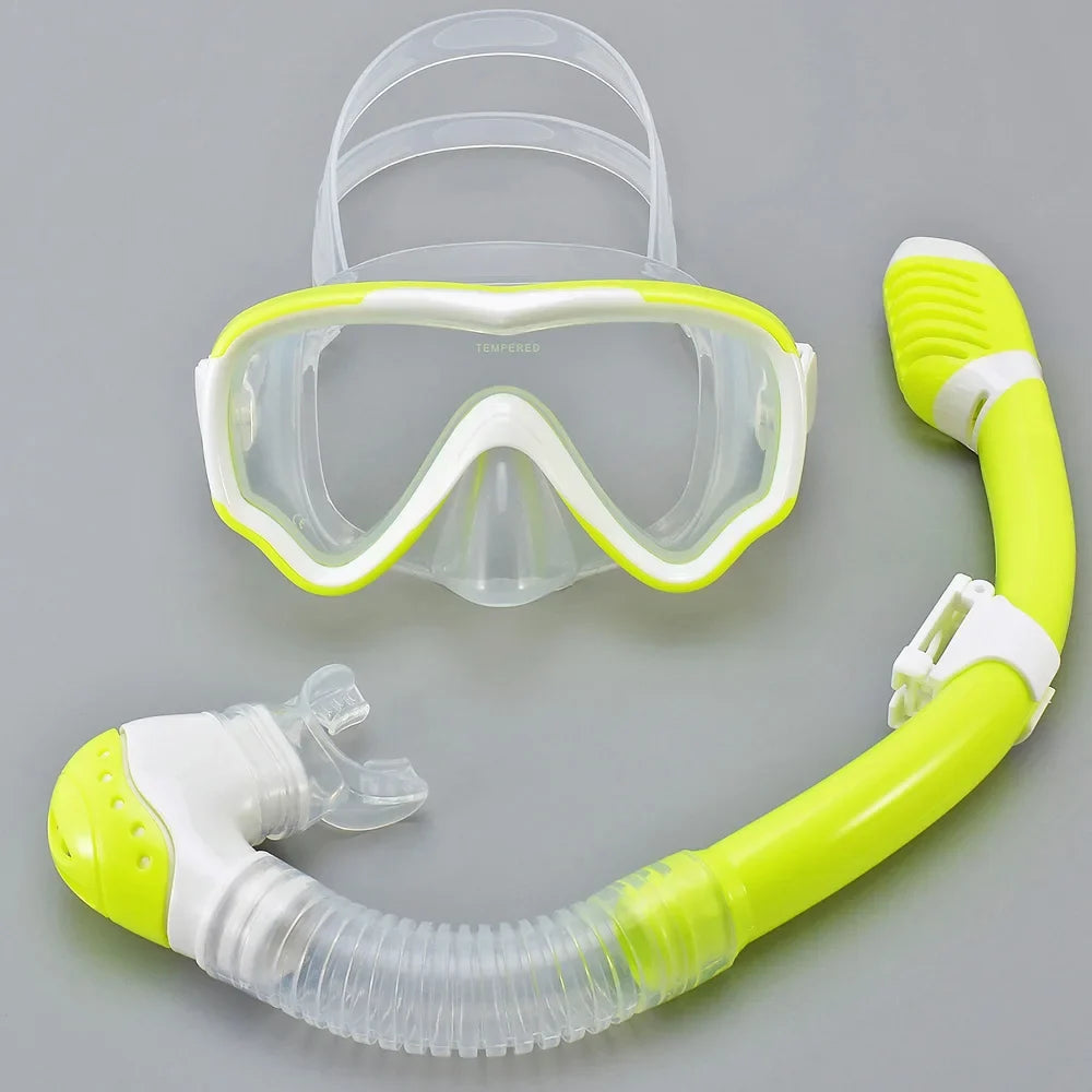AquaJuni Máscara de Buceo Infantil con Snorkel | Antivaho y a Prueba de Fugas | Vidrio Templado y Silicona | Para Niños y Niñas de 7 a 15 Años