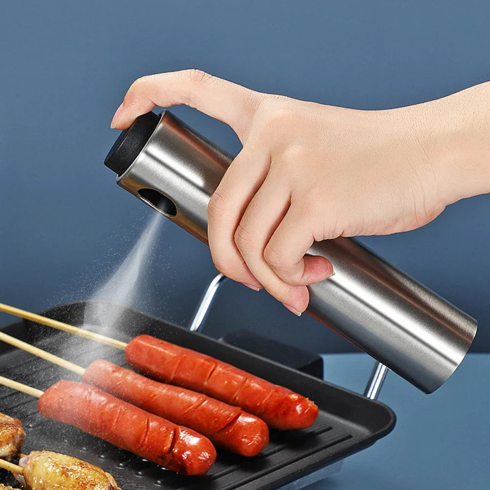 Pulverizador CULINARA FineMist | Botella de spray de acero inoxidable de 100 ml | Para aceite, vinagre y BBQ | Recargable y dosificador fino