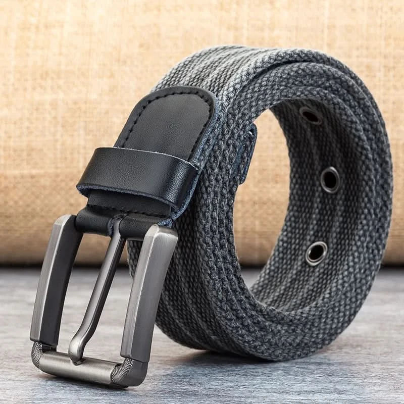 Cinturón de Lona para Hombre – Banda Ajustable Casual a Rayas