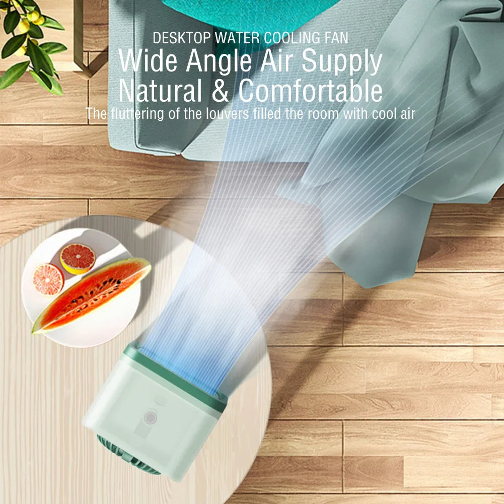 Coolivio Mini AirCooler | Ventilador portátil 3 en 1 con USB, humidificación y función de enfriamiento | 3 velocidades | Batería de 2500 mAh | Para oficina, viajes y hogar