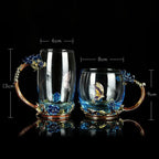 Taza de Cristal de Rosa Azul de Lujo