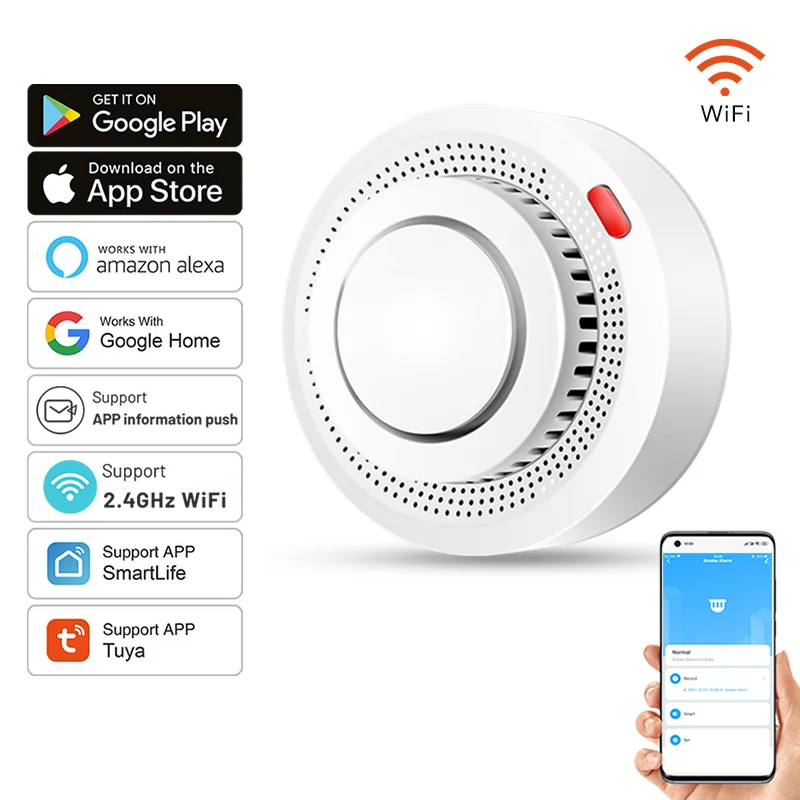 Detector de Humo Inteligente WiFi Alarma de Incendio 85dB – SafeSense